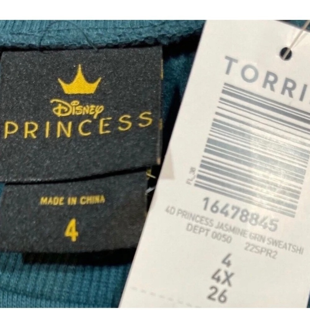 Disney Princess 4X Teal Green Jasmine Palace Lamp Graphic Sweatshirt Long Sleeve - Picture 6 of 6